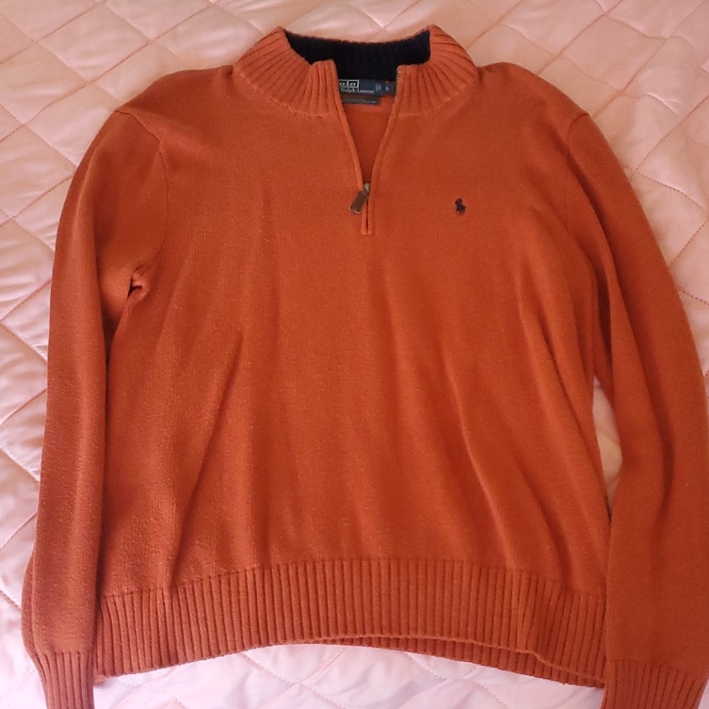 Polo Ralph Lauren 1/4 zip cashmere sweater ORANGE L
